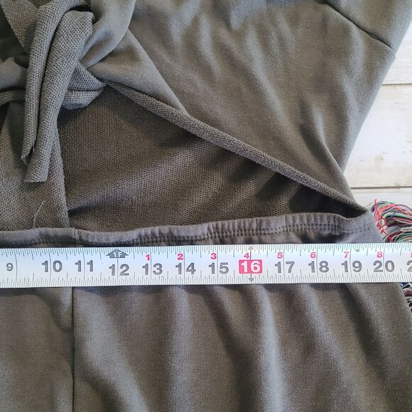 Boutique Tassel Fringe Wide Leg Jumpsuit Open Front Tie Close NWOT Plux 3X Boho - Picture 9 of 9